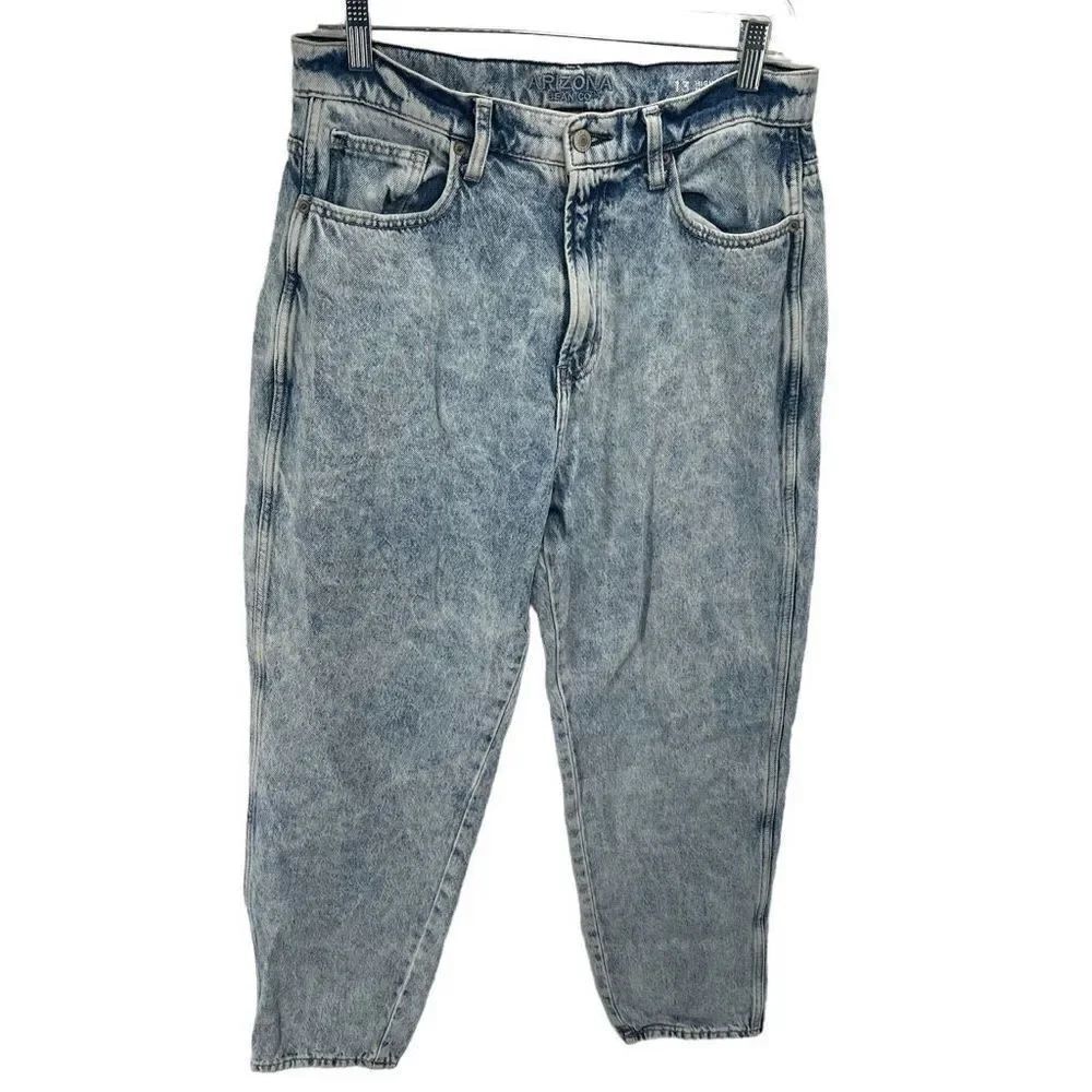 Arizona Womens High Rise Jeans Mom Vintage 5 Pocket 100% Cotton Crop Blue 13